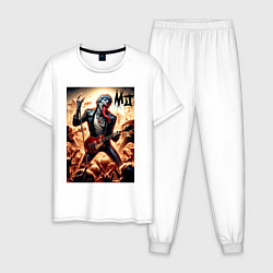 Пижама хлопковая мужская Mick Jagger - Rolling Stones, цвет: белый