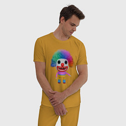 Пижама хлопковая мужская Cartoon clown colorful, цвет: горчичный — фото 2