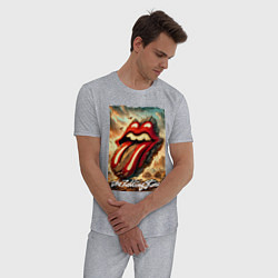 Пижама хлопковая мужская Rolling Stones - logo transformation, цвет: меланж — фото 2