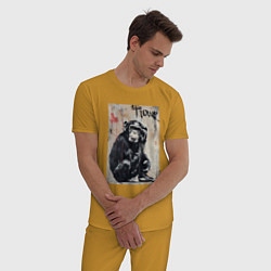 Пижама хлопковая мужская Style monkey, цвет: горчичный — фото 2