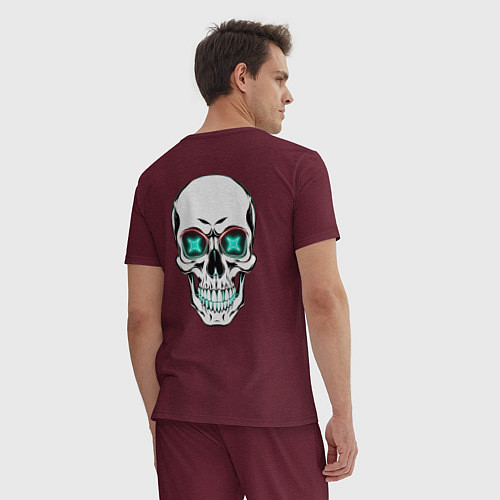 Мужская пижама Череп хэллоуин / Меланж-бордовый – фото 4