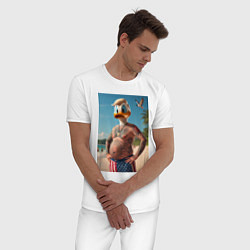 Пижама хлопковая мужская Donald Duck-Trump on a Florida beach, цвет: белый — фото 2