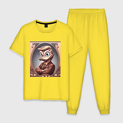 Пижама хлопковая мужская Дональд Дак-Трамп на денежной купюре, цвет: желтый