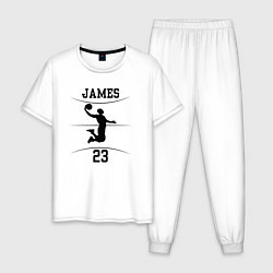 Пижама хлопковая мужская James 23, цвет: белый