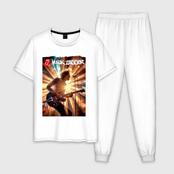 Пижама хлопковая мужская Mick Jagger - lead singer of The Rolling Stones, цвет: белый