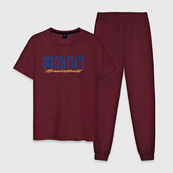Пижама хлопковая мужская Golden State basketball, цвет: меланж-бордовый