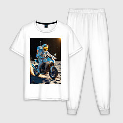 Мужская пижама Космонавт ездит на мотоцикле по Луне