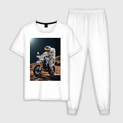 Мужская пижама Космонавт ездит на мотоцикле по Луне