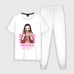 Мужская пижама Клинок рассекающий демонов Незуко полоска