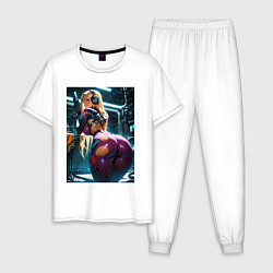 Мужская пижама Девушка с оружием в киберпанк стиле