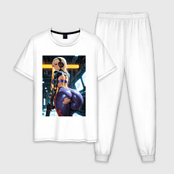 Мужская пижама Девушка с оружием в киберпанк стиле