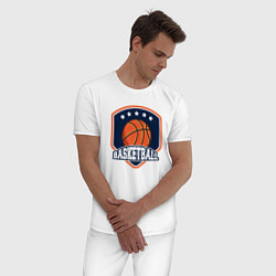 Пижама хлопковая мужская Stars basketball, цвет: белый — фото 2