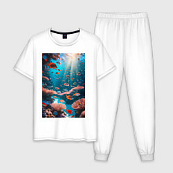 Мужская пижама Подводный коралловый риф с рыбками
