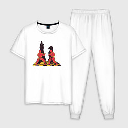 Пижама хлопковая мужская Karate chess, цвет: белый