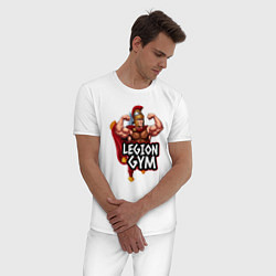Пижама хлопковая мужская Legion gym, цвет: белый — фото 2