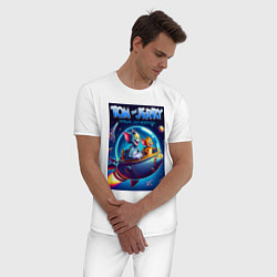Пижама хлопковая мужская Tom and Jerry - space adventure, цвет: белый — фото 2