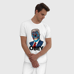 Пижама хлопковая мужская Trump obey, цвет: белый — фото 2
