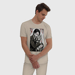 Пижама хлопковая мужская Джон Уик постер, цвет: миндальный — фото 2