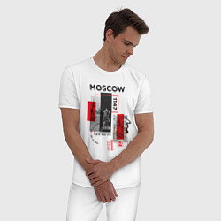 Пижама хлопковая мужская Москва коллаж, цвет: белый — фото 2