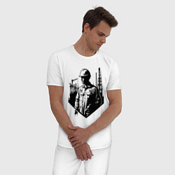 Пижама хлопковая мужская Промышленный труд нефтяника, цвет: белый — фото 2