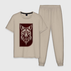 Мужская пижама Лис на багровом фоне