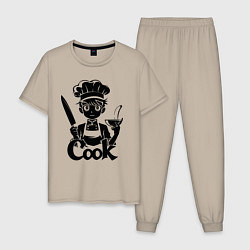 Пижама хлопковая мужская Повар аниме, цвет: миндальный