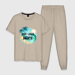 Пижама хлопковая мужская One love море, цвет: миндальный