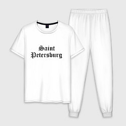 Пижама хлопковая мужская Saint Petersburg - Russia, цвет: белый