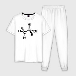 Пижама хлопковая мужская Химическая формула спирт, цвет: белый