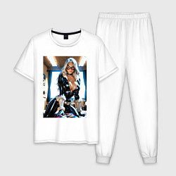 Мужская пижама Черная кошка в комнате