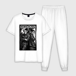 Пижама хлопковая мужская XXXTentacion у зеркала, цвет: белый