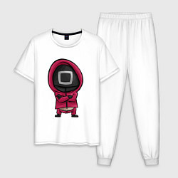 Пижама хлопковая мужская Солдат из игры в кальмара, цвет: белый