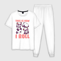 Пижама хлопковая мужская Как я катаюсь, цвет: белый
