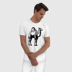 Пижама хлопковая мужская Верблюд в полный рост, цвет: белый — фото 2