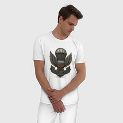 Пижама хлопковая мужская Часть и отвага, цвет: белый — фото 2