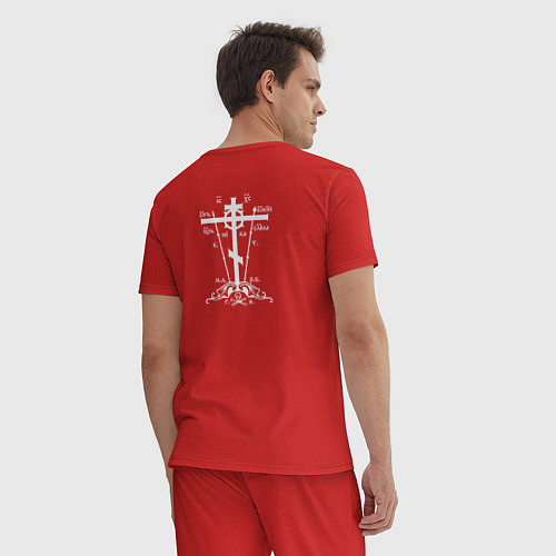 Мужская пижама Сохранит душу твою Господь белый узор / Красный – фото 4