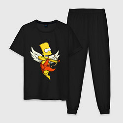 Пижама хлопковая мужская Bart Simpson Cupid, цвет: черный