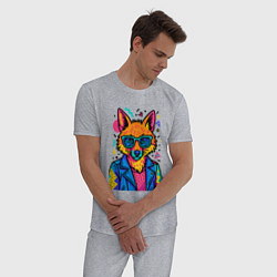 Пижама хлопковая мужская Лиса Pop Colors, цвет: меланж — фото 2