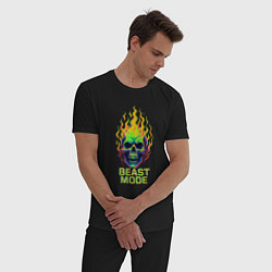 Пижама хлопковая мужская Beast mode, цвет: черный — фото 2
