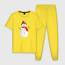 Мужская пижама Веселый снеговик в шапке