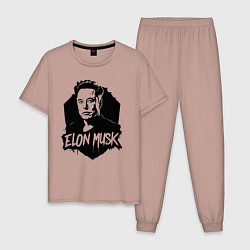Пижама хлопковая мужская Орнамент Илона Маска, цвет: пыльно-розовый