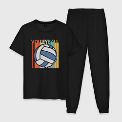 Пижама хлопковая мужская Volleyball colors, цвет: черный