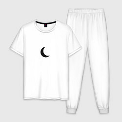 Пижама хлопковая мужская Чёрная луна, цвет: белый