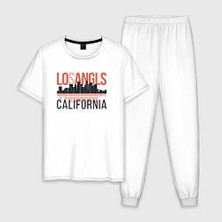 Пижама хлопковая мужская California - Los Angeles, цвет: белый