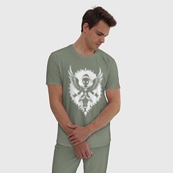 Пижама хлопковая мужская Рождественский иноплонетный ангел, цвет: авокадо — фото 2