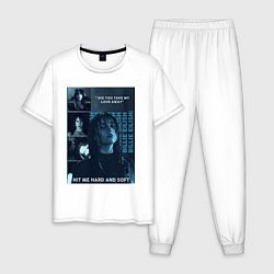 Пижама хлопковая мужская Billie Eilish постер, цвет: белый