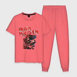 Пижама хлопковая мужская Iron Maiden, цвет: коралловый