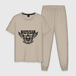 Пижама хлопковая мужская Russia: Empire Eagle, цвет: миндальный