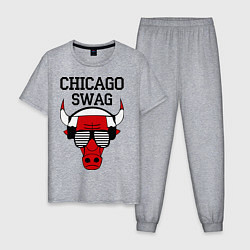 Пижама хлопковая мужская Chicago SWAG, цвет: меланж