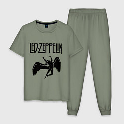 Пижама хлопковая мужская Led Zeppelin, цвет: авокадо